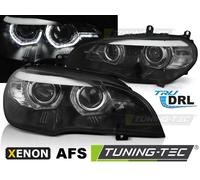 Bmw X5 E70 2007-2010 coppia Fari Fanali anteriori Tuning AE DRL LED NERO AFS HID