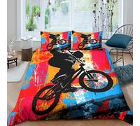 bmx biker actionSet Di Copripiumino ultra microfibra Set di 3 Pezzi stampa 3D con cerniera urban street style art copripiumino incluso federe aiosa ultra morbido for ragazze King（220x240cm）