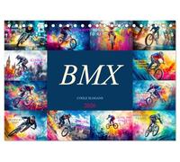 BMX - Coole Slogans (Tischkalender 2026 DIN A5 quer), CALVENDO Monatskalender: Zwölf Monate pure Action, coole Slogans und inspirierende Tricks für dein Jahr!