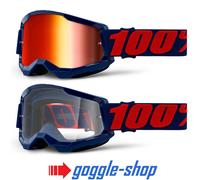 BMX Occhiali 100% STRATA 2 Motocross MX Enduro Moto 100 PERCENT Specchio/Clear