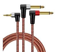 BMZFYBS Youii - Cavo splitter da 3,5 mm a 6,35 mm, da TRS a doppio TS mono ad angolo retto da 3,5 mm, compatibile con iPhone, iPod, lettori CD, sistemi stereo domestici (0,5 m)