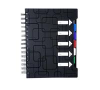 BMZXCH A5 Quaderno Quaderni Appunti con Divisori Spirale Con Etichette Di 5 Colori, Quaderno con Separatori per Ufficio, Scuola, Lavoro e Scuola (Nero, 120 Fogli/240 Pagine)