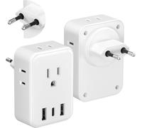 BN-LINK Adattatore da viaggio europeo 2 pezzi, convertitore da spina con 4 prese CA e 3 porte USB, adattatore di tipo C per gli Stati Uniti per la maggior parte dell'Europa, tra cui l'Islanda,