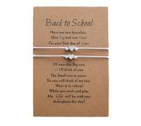 Bn0151-09l - Set di 2 braccialetti per il primo giorno di scuola, con scritta "Mommy and Me" (lingua italiana non garantita), Misura unica, Metallo, Nessuna pietra preziosa