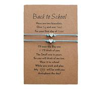 Bn0151-09l - Set di 2 braccialetti per il primo giorno di scuola, con scritta "Mommy and Me" (lingua italiana non garantita), Misura unica, Metallo, Nessuna pietra preziosa