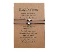 Bn0151-09l - Set di 2 braccialetti per il primo giorno di scuola, con scritta "Mommy and Me" (lingua italiana non garantita), Misura unica, Metallo, Nessuna pietra preziosa