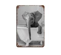 BNCEDJK Elefante nella vasca da bagno Elefante che prende un bagno di bolla targa in metallo vintage decorazione artistica da parete poster retrò 20 x 30 cm