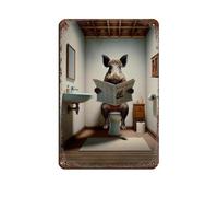 BNCEDJK Poster in metallo, stile retrò, decorazione da parete con foto di un cinghiale che legge il giornale sulla toilette, arte chic, retrò, pittura in ferro, per bar, grotte, bar, famiglia, garage