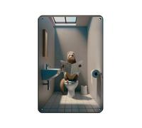 BNCEDJK Poster retrò in metallo con immagine di un furetto che legge il giornale sul gabinetto, decorazione da parete per bar, grotta, bar, famiglia, garage, 20 x 30 cm