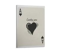 BNCEDJK Stampa su tela, motivo: asso di cuori, carte da gioco, decorazione per camera da letto, ufficio, camera da letto, regalo, 60 x 90 cm