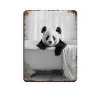BNCEDJK Targa in metallo retrò con immagine di un panda nella vasca da bagno, con divertente stampa di animali, decorazione da parete per bar, grotte, bar, famiglie, garage, 30 x 40 cm
