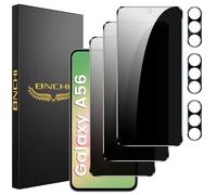 BNCHI Confezione da 3 + 3 pellicole protettive per Samsung Galaxy A56 5G con protezione per obiettivo della fotocamera, pellicola in vetro temperato anti-spia, durezza 9H, antigraffio, sensibile al