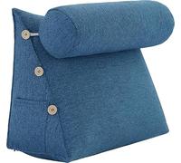 BNCKTRD Versatile Cuscino da Lettura a Triangolo per un Comodo Riposo a Letto e sul Divano, Cuscino Regolabile per Cervicale con Rivestimento in Lino Rimovibile 60cm Blu