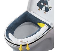 Bncxdc scalda tavoletta WC, Copri WC, Morbido Cuscino per WC da Bagno, coprisedili per WC con Cerniera Universale, coprisedili per WC Impermeabili in Pelle Antibatterica con Manico, Lavabili, Blu