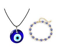 BNCXMO 2 pezzi di collana per occhiale malvagia set di bracciale blu collana turca in vetro per donne gioielli braccialetti della catena oculare malvagia