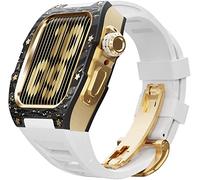 BNCXMO Aggiorna la fascia d'orologio in gomma in fibra di carbonio , per 8 7 45/44 mm, cinghia di fluorobber di cornice in metallo mod , per iwatch 6 5 4 se watch band
