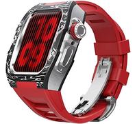 BNCXMO Aggiorna la fascia d'orologio in gomma in fibra di carbonio , per 8 7 45/44 mm, cinghia di fluorobber di cornice in metallo mod , per iwatch 6 5 4 se watch band