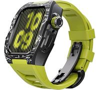 BNCXMO Aggiorna la fascia d'orologio in gomma in fibra di carbonio , per 8 7 45/44 mm, cinghia di fluorobber di cornice in metallo mod , per iwatch 6 5 4 se watch band