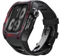 BNCXMO Aggiorna la fascia d'orologio in gomma in fibra di carbonio , per 8 7 45/44 mm, cinghia di fluorobber di cornice in metallo mod , per iwatch 6 5 4 se watch band