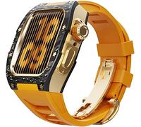 BNCXMO Aggiorna la fascia d'orologio in gomma in fibra di carbonio , per 8 7 45/44 mm, cinghia di fluorobber di cornice in metallo mod , per iwatch 6 5 4 se watch band