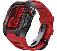 BNCXMO Aggiorna la fascia d'orologio in gomma in fibra di carbonio , per 8 7 45/44 mm, cinghia di fluorobber di cornice in metallo mod , per iwatch 6 5 4 se watch band