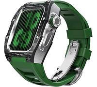 BNCXMO Aggiorna la fascia d'orologio in gomma in fibra di carbonio , per 8 7 45/44 mm, cinghia di fluorobber di cornice in metallo mod , per iwatch 6 5 4 se watch band