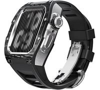 BNCXMO Aggiorna la fascia d'orologio in gomma in fibra di carbonio , per 8 7 45/44 mm, cinghia di fluorobber di cornice in metallo mod , per iwatch 6 5 4 se watch band