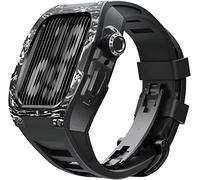 BNCXMO Aggiorna la fascia d'orologio in gomma in fibra di carbonio , per 8 7 45/44 mm, cinghia di fluorobber di cornice in metallo mod , per iwatch 6 5 4 se watch band