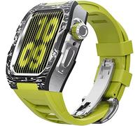 BNCXMO Aggiorna la fascia d'orologio in gomma in fibra di carbonio , per 8 7 45/44 mm, cinghia di fluorobber di cornice in metallo mod , per iwatch 6 5 4 se watch band