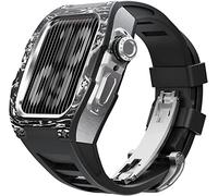 BNCXMO Aggiorna la fascia d'orologio in gomma in fibra di carbonio , per 8 7 45/44 mm, cinghia di fluorobber di cornice in metallo mod , per iwatch 6 5 4 se watch band