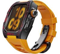 BNCXMO Aggiorna la fascia d'orologio in gomma in fibra di carbonio , per 8 7 45/44 mm, cinghia di fluorobber di cornice in metallo mod , per iwatch 6 5 4 se watch band