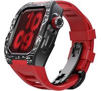 BNCXMO Aggiorna la fascia d'orologio in gomma in fibra di carbonio , per 8 7 45/44 mm, cinghia di fluorobber di cornice in metallo mod , per iwatch 6 5 4 se watch band