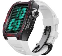BNCXMO Aggiorna la fascia d'orologio in gomma in fibra di carbonio , per 8 7 45/44 mm, cinghia di fluorobber di cornice in metallo mod , per iwatch 6 5 4 se watch band