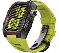 BNCXMO Aggiorna la fascia d'orologio in gomma in fibra di carbonio , per 8 7 45/44 mm, cinghia di fluorobber di cornice in metallo mod , per iwatch 6 5 4 se watch band