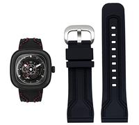 BNCXMO Banda di orologi in gomma per uomini venerdì impermeabile catena di orologio diesel a prova di sudore 28mm Accessori per orologi arancioni neri (colore: nero arancione, dimensioni: 28mm)
