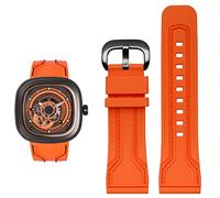 BNCXMO Banda di orologi in gomma per uomini venerdì impermeabile catena di orologio diesel a prova di sudore 28mm Accessori per orologi arancioni neri (colore: nero arancione, dimensioni: 28mm)