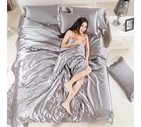 BNCXMO Biancheria da Letto 4 Pezzi Set, Quattro Set di Biancheria da Letto di Seta in Raso Nuovo Set di Biancheria da Letto di Seta di gulba Naturale Set di coperture per versi