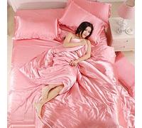 BNCXMO Biancheria da Letto 4 Pezzi Set, Quattro Set di Biancheria da Letto di Seta in Raso Nuovo Set di Biancheria da Letto di Seta di gulba Naturale Set di coperture per versi