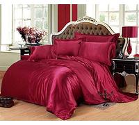 BNCXMO Biancheria da Letto a 4 Pezzi Trapunta Set di Biancheria da Letto in Seta in Raso Set di Copertura Piumino Foglio Aderente Foglio Doppio Regina Completo King Size 4pcs Set di Bianche