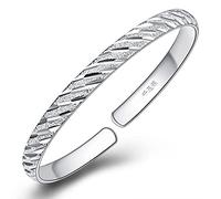 BNCXMO Bracciale - 925 Sterling Silver Bracciale a mano intagliata intagliata Bracciagola classica bracciale da signore Ladies Silver Gioielli Regi di compleanno per le sorelle Coppie