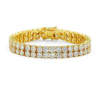 BNCXMO Bracciale a tennis a doppia rotonda moissanite dorata ， lunghezza di 8 pollici ， regalo di gioielli sbalorditivo per uomini