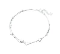 BNCXMO Bracciale alla caviglia delicata - 925 Sterling Silver Fashion Sweet Doppio strato per perle a stella a stella per donne Gioielli in argento sterling