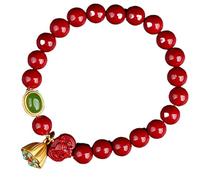 BNCXMO Bracciale di ricchezza Feng Shui Natural Cinnabar Loto Pendant Jade Bracciale attira denaro Buona fortuna Strong Talisman Amulet Cinnabar