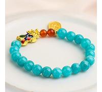 BNCXMO Bracciale di ricchezza feng shui per donne agata rossa naturale agata nera giada jasper amazonite pixiu pi yao bracciale perle elastico perla attirano denaro ricchezza, jasper