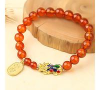 BNCXMO Bracciale di ricchezza feng shui per donne agata rossa naturale agata nera giada jasper amazonite pixiu pi yao bracciale perle elastico perla attirano denaro ricchezza, jasper