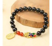 BNCXMO Bracciale di ricchezza feng shui per donne agata rossa naturale agata nera giada jasper amazonite pixiu pi yao bracciale perle elastico perla attirano denaro ricchezza, jasper