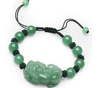 BNCXMO Bracciale di ricchezza feng shui per donne aventurine giada pixiu pi yao cyan giada tallone braccialette di ananas nodo regolabile per buona fortuna coraggiosa e ricchezza, 10 mm