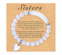 BNCXMO Bracciale gemello Sister Bracciale per il cuore di pietra naturale per la sorella di compleanno di compleanno Cristalli Bracciale per perle per regali per adolescenti