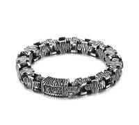 BNCXMO Bracciale in acciaio inossidabile maschile, fibbia a catena trasversale, modello 3D, braccialetto a catena, grande dono per uomini e donne, lunghezza 22,5 cm, nero