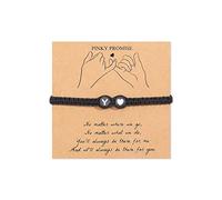 BNCXMO Bracciale iniziale per donne Lettera di cuore regolabile az AZ Braccialetti intrecciati Braccialetti in corda tessuta a mano Gioielli per regali di compleanno di migliori amici